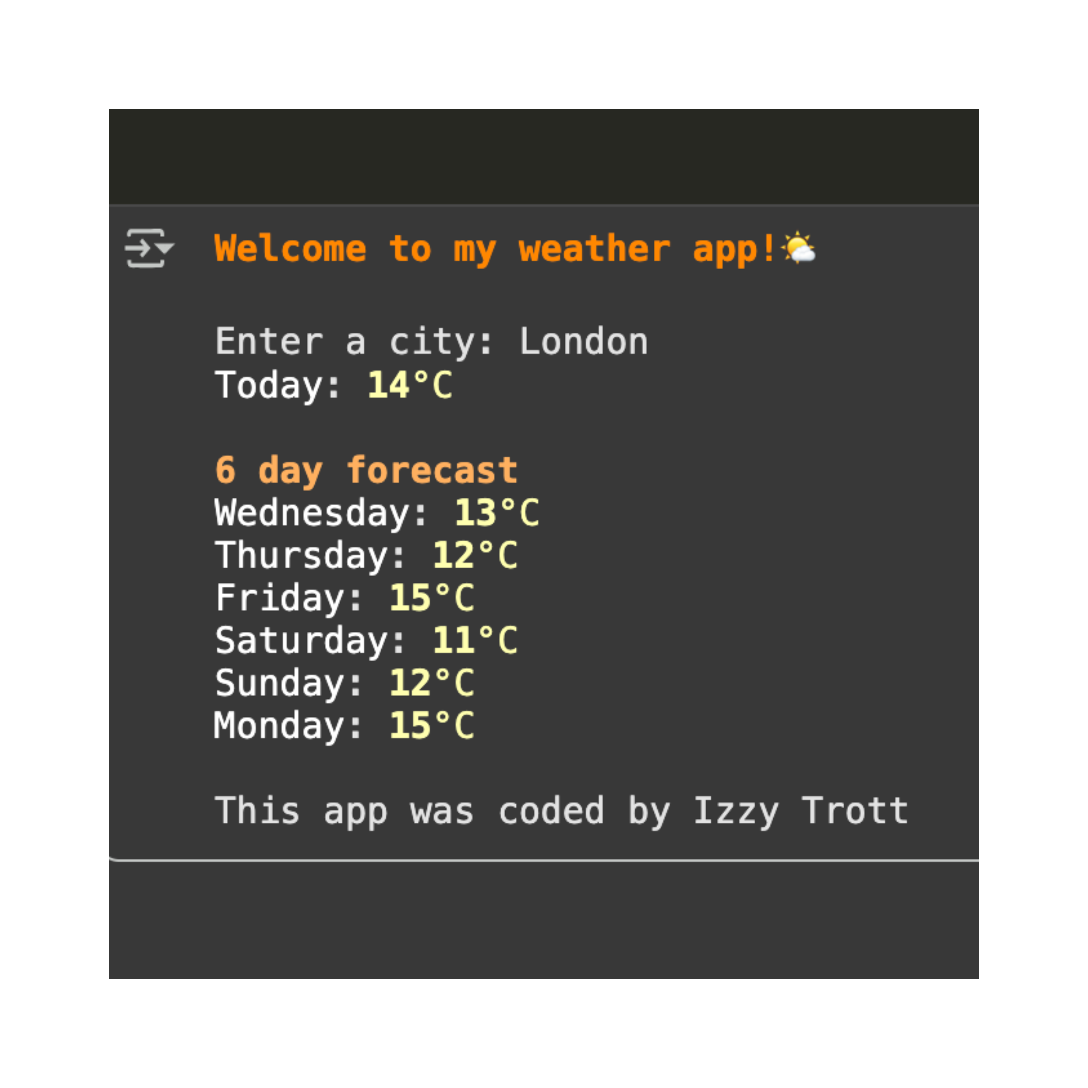 Weather app using Python preview